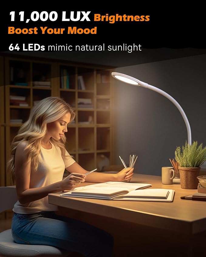 Aoife Light Therapy Lamp, 11000 Lux Sun Light Therapy Lamp, UV-Free Sunlight Lamp, 10 Brightness Levels, Full Spectrum Happy Therapy Lamp