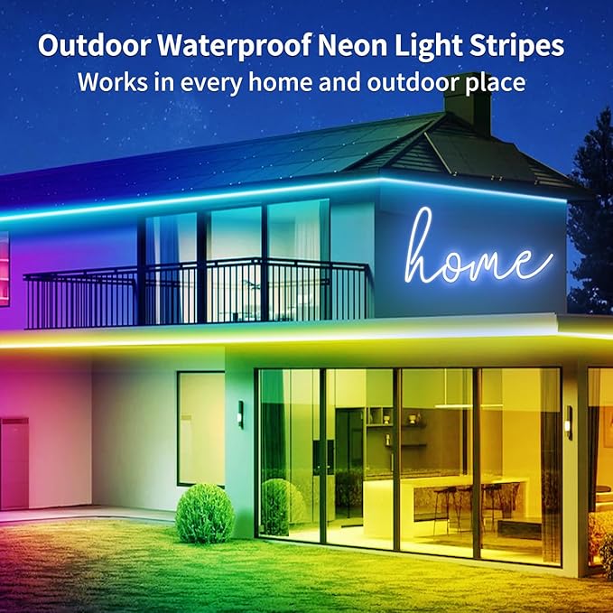 segrass 66FT Neon LED Rope Lights IP65 Waterproof LED Lights for Bedroom Flexible LED Light Strip with Remote/APP Control RGB Lighting Strip for Indoors Outdoors Bedroom Room Home Décor