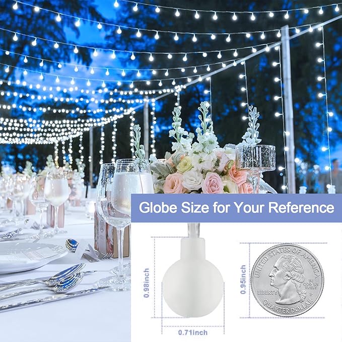 JMEXSUSS 100 LED White String Lights Indoor, Connectable Globe String Lights Plug in with Remote, 33 ft 8 Modes Christmas Fairy Light Outdoor for Bedroom Room Mirror Party Holiday Valentines Decor