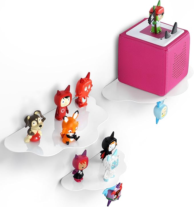 3 × Cloud for TonieBox Storage Organizer Shelf, Magnetic TonieHolder & Tonie Display Stand for TonieBox 1/2, Tonie Storage Rack Holds 60‑70 Tonie Characters