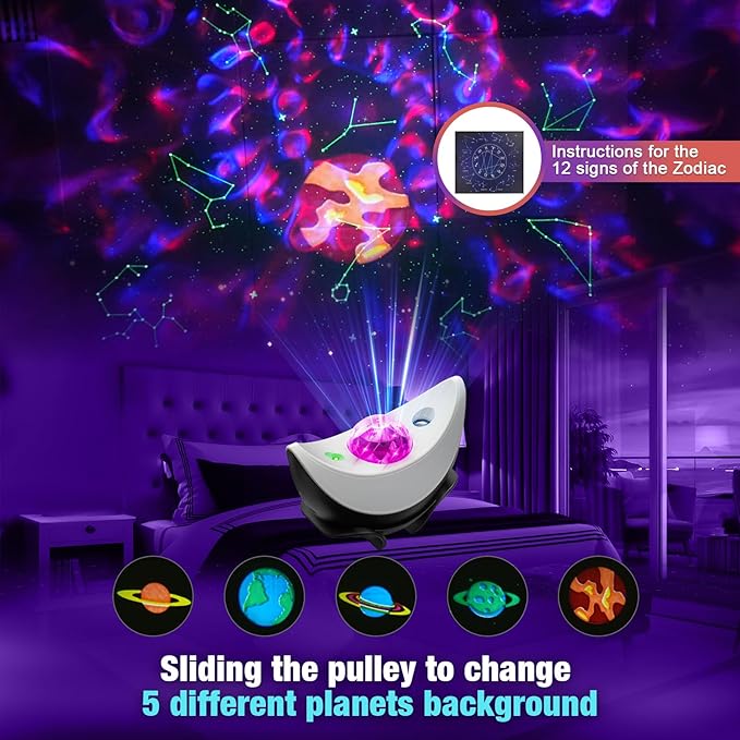 Star Projector, Galaxy Projector for Bedroom, Night Sky Projector Built-In Bluetooth Speaker, LED Light Projector with Timer & Remote Control for Bedroom Decor, Home Theater, Ceiling, Kids Room, Party