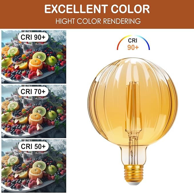 40 Watt Decorative Vintage LED Light Bulbs, Golden Melon 4W LED Filament Edison Bulb,2700K Oversized Warm Lights,Non-Dimmable E26 Lamp Base,1-Pack
