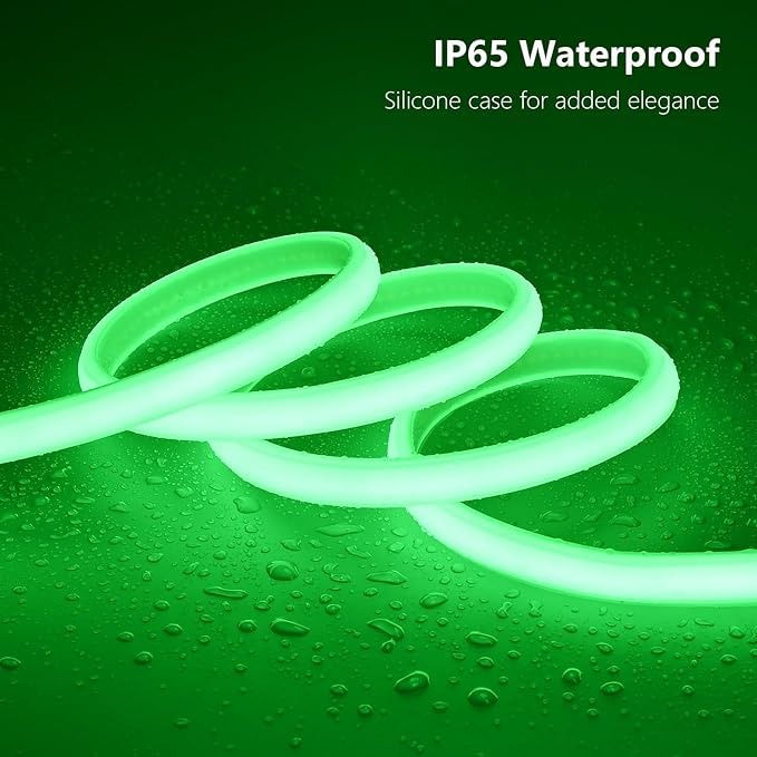 BENLUN AC 110V COB LED Strip Lights Outdoor Waterproof 65.6ft, Green Super Bright 200W LED Rope Light, IP65 Flexible Cuttable, for Bedroom Garden Commercial House Gaming Room Decor