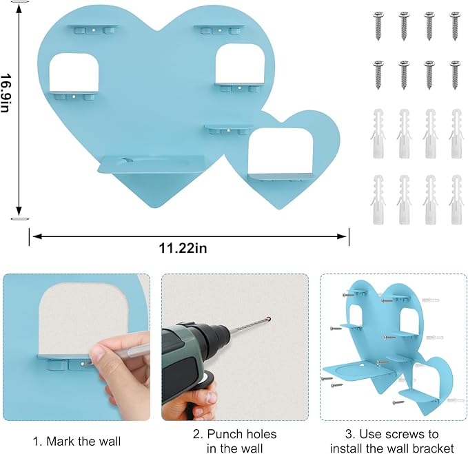 Metal Bracket for Toniebox,Floating Shelf for Tonies Figures 15-20pcs Storage,Wall Mounted Brackets for Toniebox Player,Children's Room Decorations and Gifts (Blue)