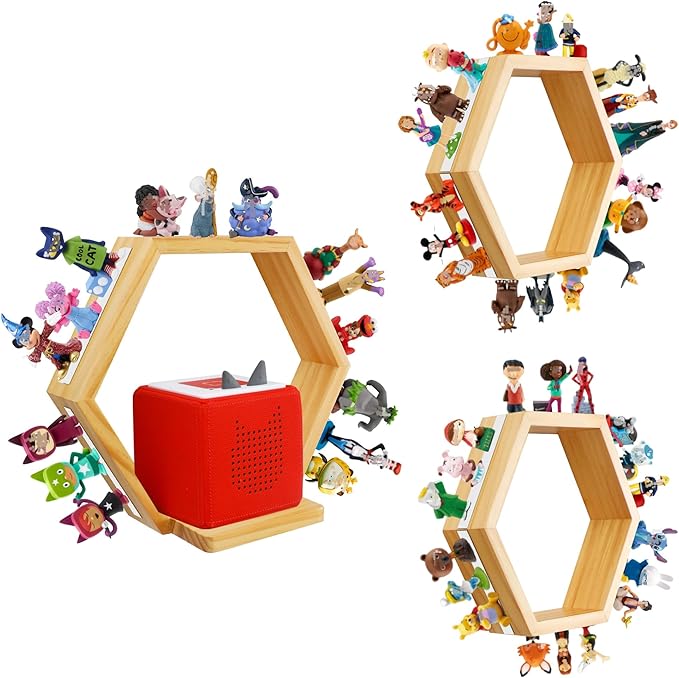for Tonies Shelf Magnetic – Wooden Tonies Storage Shelf, Tonie Box Shelf with Tonies Holder, Wall Mounted Tonies Organizer for Kids Room (Nature Wood)