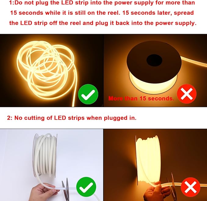 BENLUN AC 110V COB LED Strip Lights Outdoor Waterproof 65.6ft, 2700K Warm White Super Bright 200W CRI 90+ LED Rope Light, IP65 Flexible Cuttable, for Bedroom Garden Commercial House