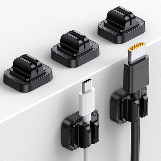 5Pack Cable Spring Holder Clips, Cord Organizer for Desk - Lamicall Adjustable Cord Wire Holder Keeper, Phone Charger Organizer Clips, Wire Cable Management for Nightstand Wall Car Office Desktop