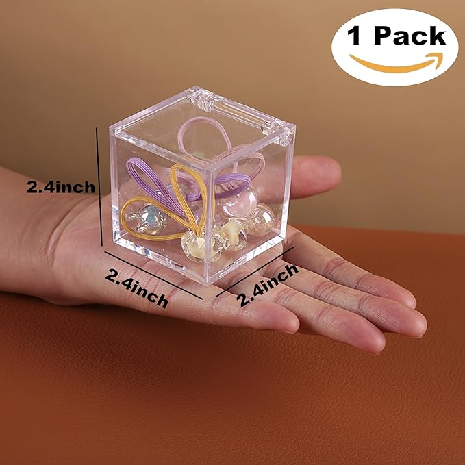KissYou Acrylic Box with Lid Clear Square Cube Face Towel Storage Box Desk Organizers Aesthetic Hair Accessories Gift Box