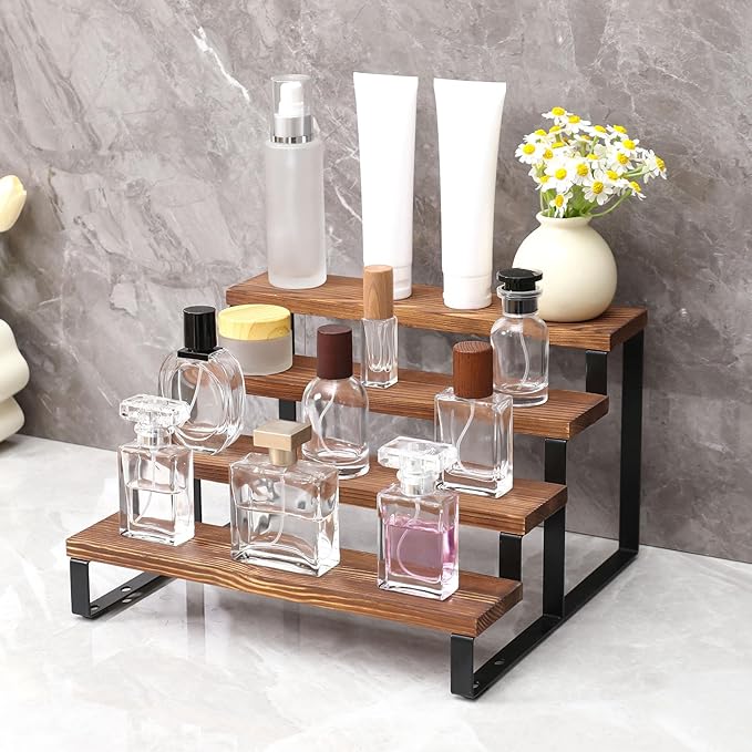 Wooden Cologne Organizer For Men, 4 Tiers Cologne Stand Shelf, Perfume Organizer Holder, Fragance Display Storage Rack, Gift For Men