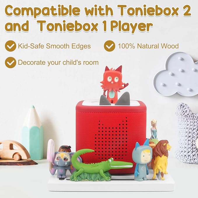 Taladad for Tonie Shelf, Tonies Storage for Toniebox 2/ Toniebox 1 Tonie Figures Creative Tonies Magnetic Shelf for,Tonie Box Player 10-30 Characters (White)