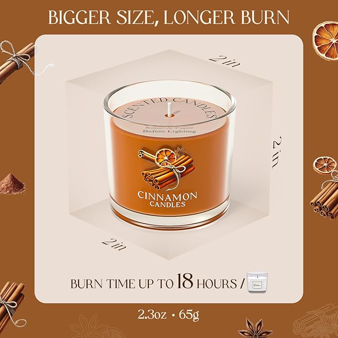 CHILLFLAME Cinnamon Candle, Scented Candles Gifts for Women, Candles Gift Set for Her, 3 Scented Votive Candles, Birthday Gifts for Women/Men (Orange, 7 oz)