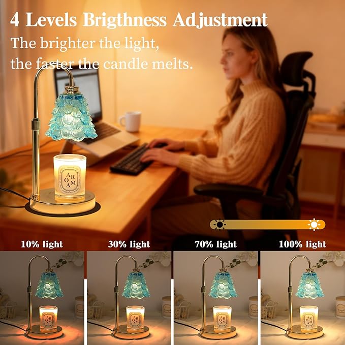 GEEZO Fragrance Candle Warmer Lamp，Electric Candle Warmer with Timer & Dimmer，Mom Christmas Birthday Gifts for Women, House Warming Gifts New Home Bedroom Decor