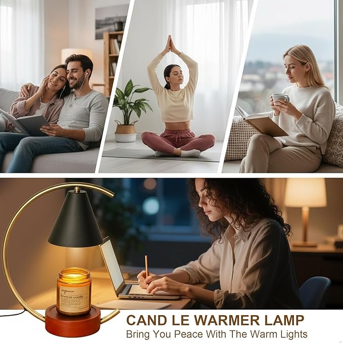 Candle Warmer Lamp with Timer Dimmable, Gifts for Women, House Warming Gifts New Home Decor, Black Candle Warmer, Wax Melt Warmer for Jar Candles with 2 * 50W Bulbs (Moon-Shape Candle Warmer Lamp)