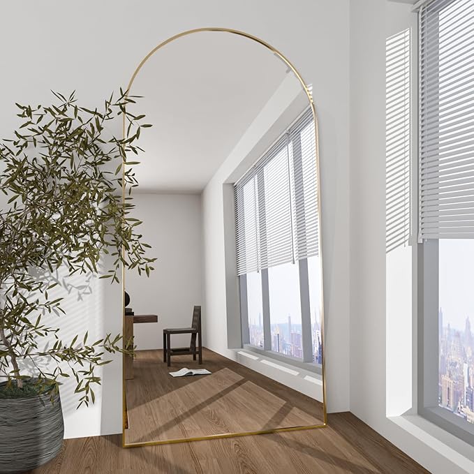 Arched Floor Mirror 76"x34" Gold Arch Full Length Mirror with Stand Large Wall Mirrors Full Body Mirror Standing Hanging or Leaning Against Wall for Bedroom Entry, Bedroom, Living Room