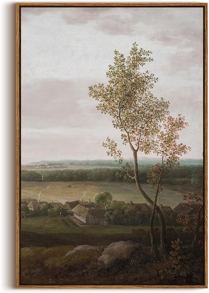 InSimSea Framed Canvas Prints Art Vintage Decor, Rural Scenery Landscape Paintings, Large Prints, Countryside Farmhouse Hanging Wall Decorations for Living Room Dining Room Bedroom, 20"x30"