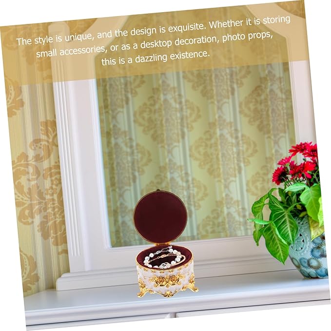 Retro High-grade Wear-resistant Alloy Jewelry Storage Box with Embossed Enamel Design Vintage Style Necklace Organizer for Cosmetics and Accessories