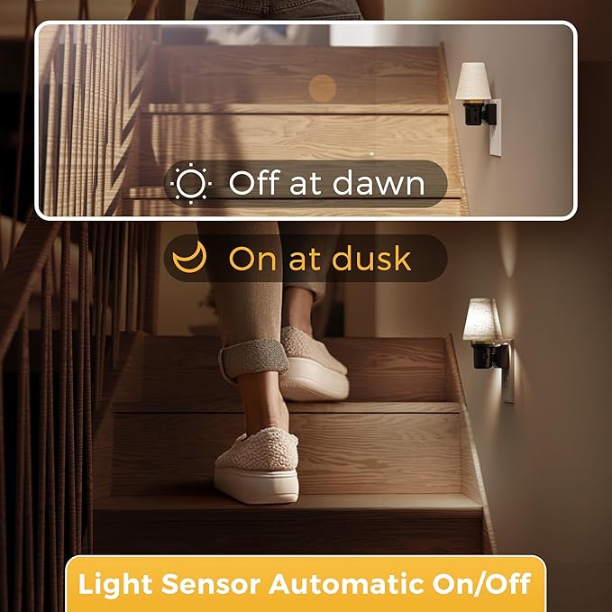 L LOHAS LED Night Lights Plug into Wall, 2 Pack Linen Fabric Round Platform Decor Night Light, Dusk to Dawn Sensor Vintage Nightlight, 5000K Daylight 0-100LM Dimmable, for Bedroom Living Room Hallway