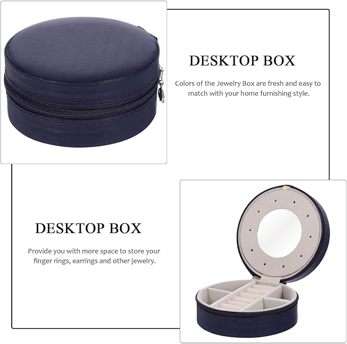 PRETYZOOM Portable Jewelry Storage Box Large Capacity Jewelry Organizer with Makeup Mirror for Earrings Necklaces Rings for Women