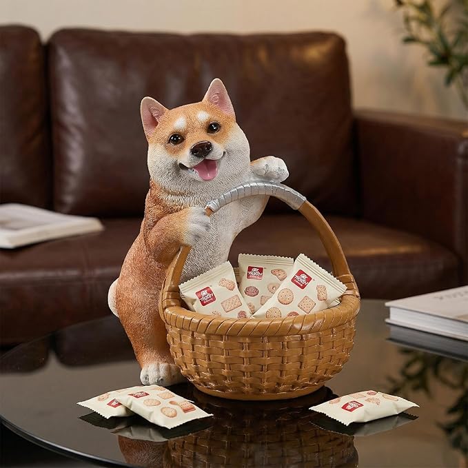 Dog Resin Storage Basket, Desktop Organizer for Remote & Keys, Cute Home Decor Tray, Ideal present for Pet Lovers.(Shiba Inu)