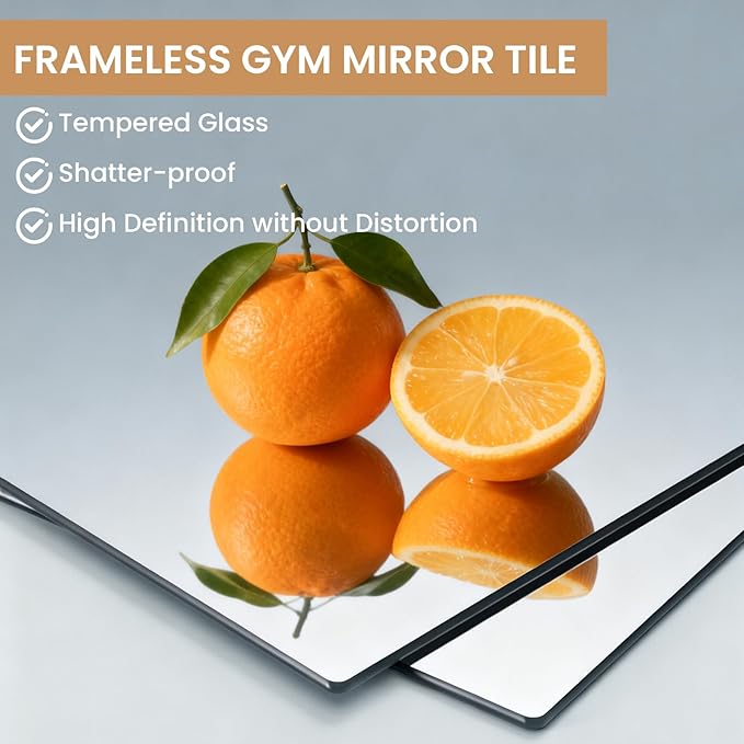 Glass Full Length Wall Mirror Tiles,14x12 inch-4PCS Frameless Body Tiles for Bedroom,Home Gym,Door