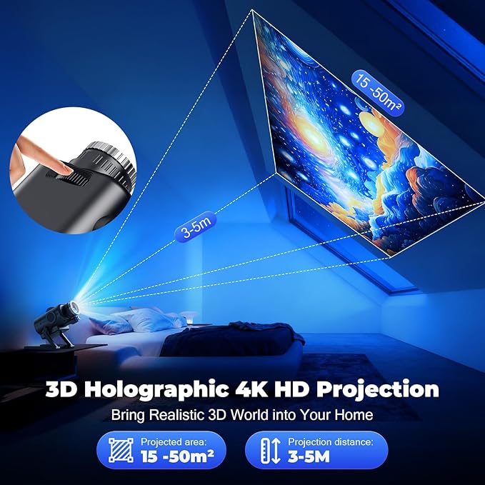 3D Galaxy Star Projector for Bedroom, 60 Themes HD 3D Planetarium Projector with Bluetooth Speaker, 1H/2H Timer, Night Light for Bedroom, Home Decor, Valentines Day, Gifts for Girls, Boys Black