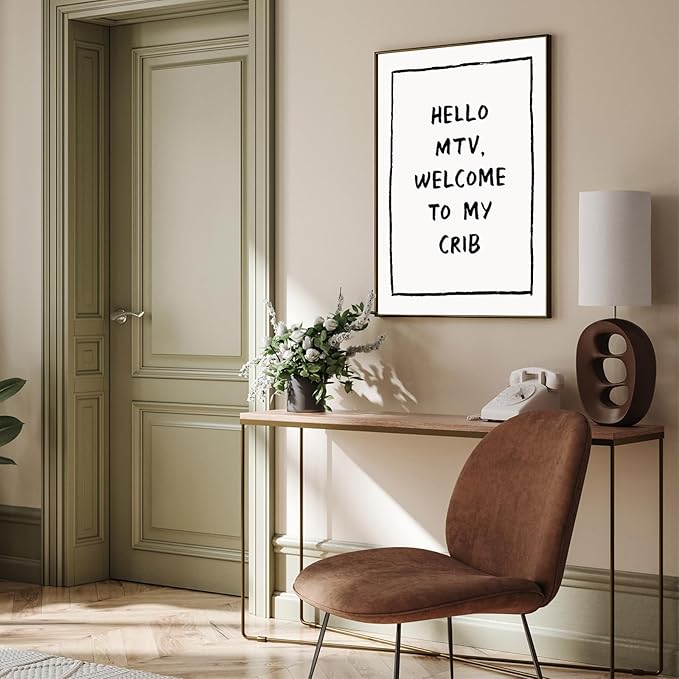Trendy Wall Art Welcome Posters Eclectic Home Decor Hello MTV, Welcome to My Crib Art Print Funky Eclectic Gallery Wall Art Prints for Bedroom Living Room Aesthetic Wall Art Print 16x24in Unframed