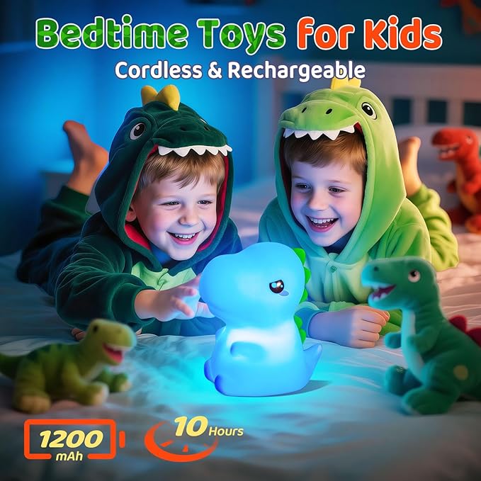 OneFire Dinosaur Toys for Kids 3-5,16 Colors+Silicone+Dimmable+12 Hr Use Night Light for Kids Night Light,Toys for 3-8 Year Old Boy,Toddler Birthday Gift,Dinosaur Room Decor for Boys,Girl,Baby,Toddler