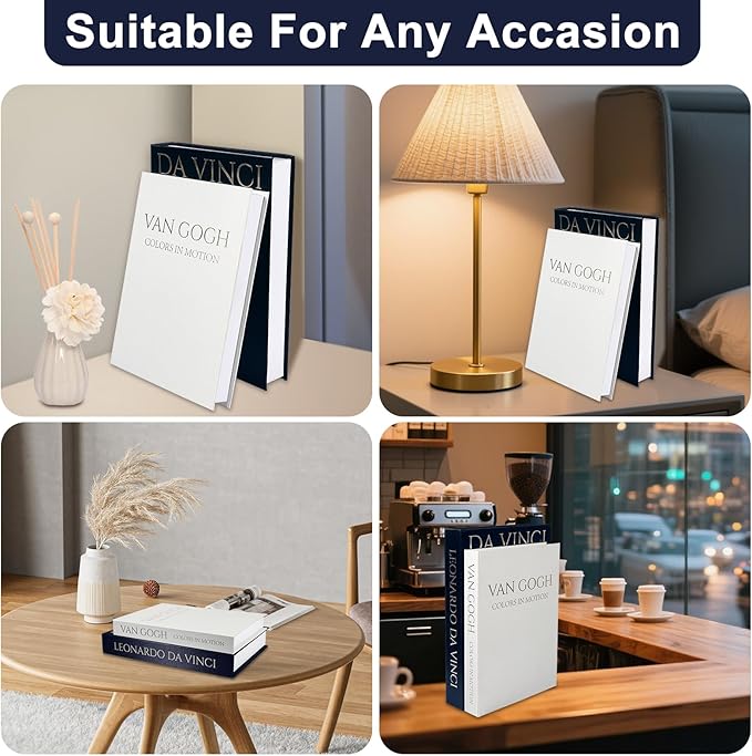 SUPERNIGHT Decorative Books for Home Decor, Set of 2 Linen Decorative Boxes for Aesthetic Room Decoration, Coffee Table Decor, Keepsake, Hidden Storage with Magnetic Closure (Black+White)