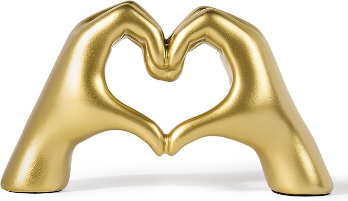Gold Decor Living Room – Mini Small Heart Hands Sculpture – Shelf Decor Aesthetic – Cute Home Accent Table & Shelves – Love Statue - Gifts Girlfriend, Wife, Women, Teen Girls, Valentine (Gold, Mini)