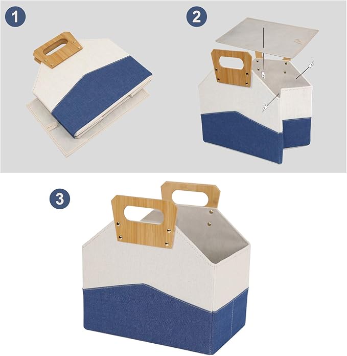 EZDeco Magazine Basket Holder,Magazine Rack Floor,Newspaper Book Storage Bin Foldable Document File Holder,File Folder Organizer for Home or Office