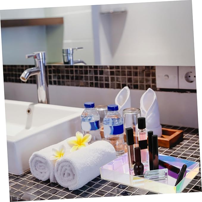 Garneck Colorful Acrylic Storage Tray Rectangular Desktop Organizer for Jewelry and Makeup Plastic Tray for Home Use Easy to Clean for Organizing Accessories