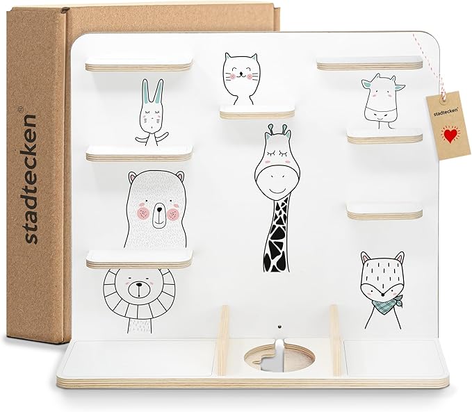 stadtecken Wooden Shelf for Music Box I Suitable for The Toniebox and Tonies I Perfect Storage in The Children's Room I for Setting up or Hanging (Friends)
