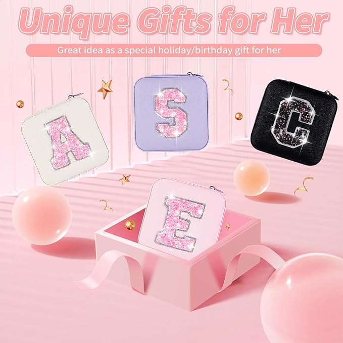 Uygafly Monogrammed Gifts - Trendy Jewelry Box & Organizer, Aesthetic Travel Essentials, Birthday Gifts | Pink