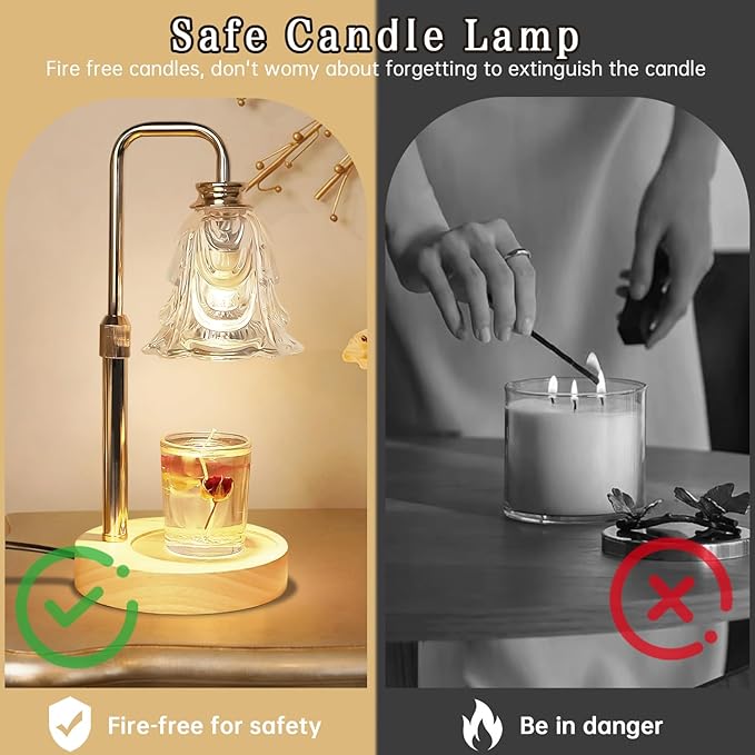 Droyek Candle Warmer Lamp with Timer Electric Adjustable Height Candle Warmer Dimmable Wax Warmer Lamp Jar Candles with 2 Bulbs for Home Decor & Office