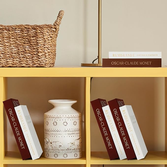 Decorative Books Set of 2, Beautiful Linen Boxes Decor Coffee Table Bookshelf or Mantle, Aesthetic Fake Books for Modern Home Decoration, Keepsake Photo Storage Box