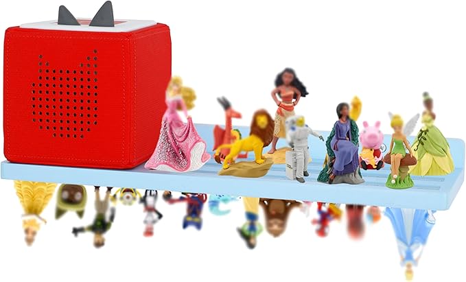 PHOENANCEE for Tonies Shelf Magnetic,for Toniebox Figures Storage Display Shelf 30-36 Character,Wall Floating Shelves Wooden,Compatible Charging Station for Children Kid's Room,Oak,1 Tier