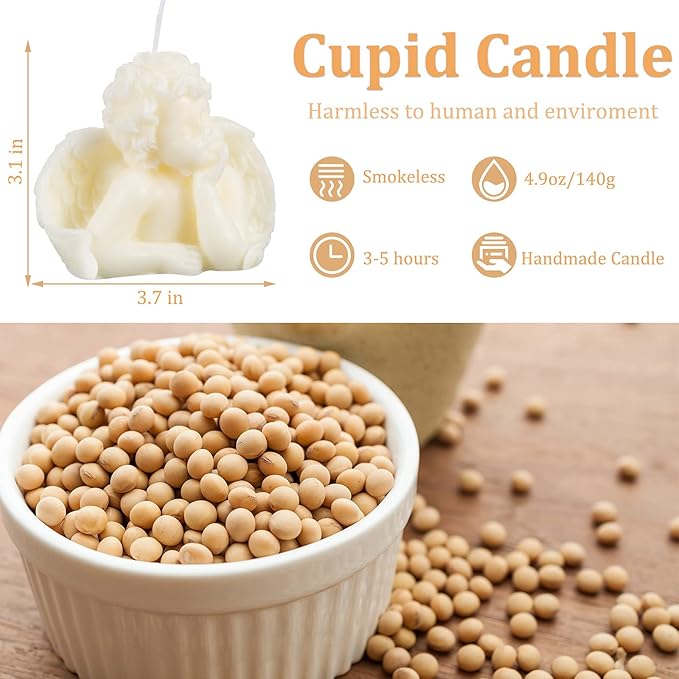 Nuanchu 2 Pieces Eclectic Angel Decor - White Angel Scented Candle Wax Vegan Candle for Trendy Bedroom Decorative