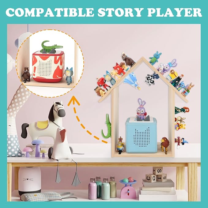 for Tonies Box Shelf Magnetic Storage Shelf, Large Size House for TonieBox 1/2 Player Tonies Figures Characters for Children Room, Wall-Mounted and Desktop Placement