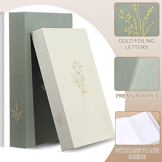 Cinnvoice Set of 2 Aesthetic Decorative Books Boxes, Faux Books Stacked for Decoration for Coffee Tables Modern Home Bookshelves Decor, Fake Fashion Photo Storage Boxes(Sage Green Beige)