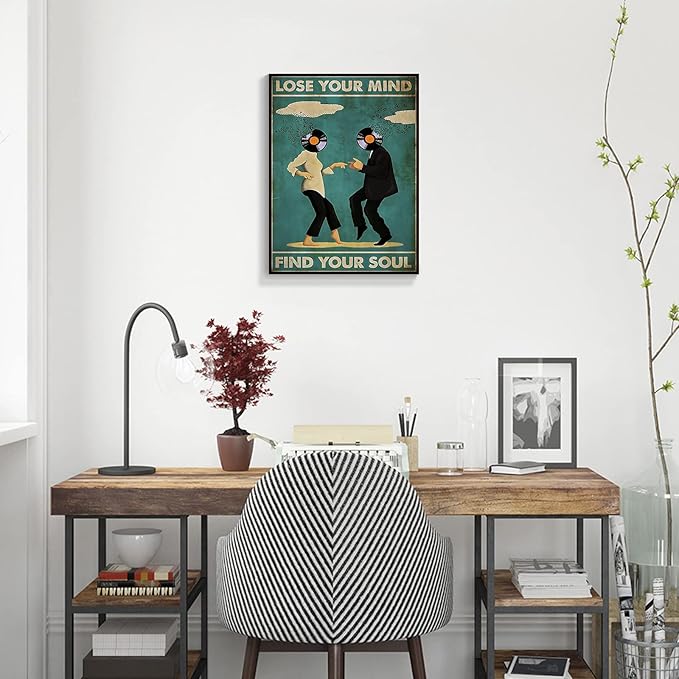 Framed Art Vintage Classic Movie Fiction posters for room aesthetic Spiritual Quotes Lose Your Mind Find Your Soul Canvas Wall Art Cool Music Dance Wall Decor Painting for Bedroom 24x36in