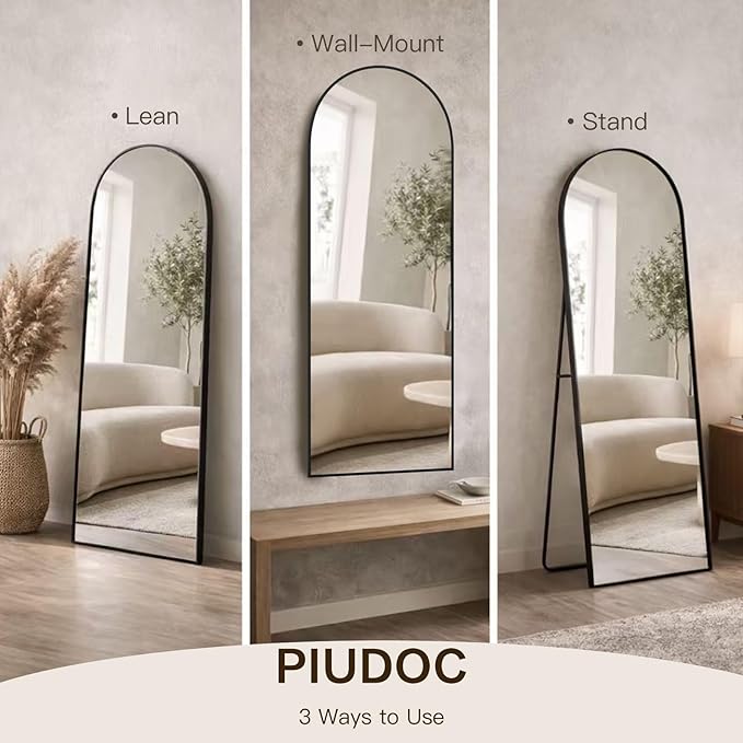 71"x32"Floor Mirror Full Length,Arched Full Length Mirror with Stand,Full Body Mirror,Hanging or Large Leaning for Bedroom Living Room Black