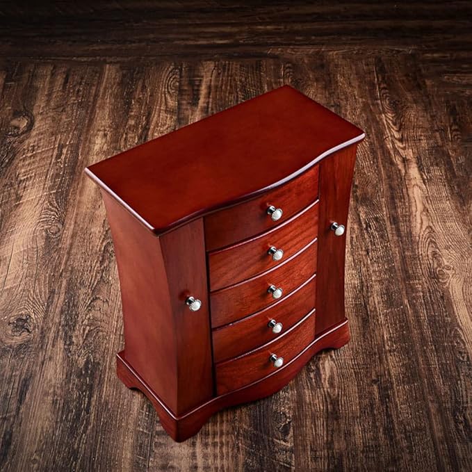 Makeup Organizers Wooden Jewelry Box Multi-Layer Drawer Storage Box Ring Earring Necklace Bracelet Watch Small Jewelry Storage Box Retro Jewelry Box 10.23 Inches Jewelry Case