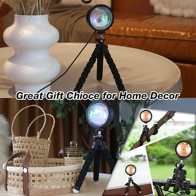 Sunset Lamp Projector Led Lights with Remote, Sunset Lamp for Bedroom Aesthetic Room and Decor Home 16 Colors Night Light 360° Rotation Rainbow Lights Gifts for Women