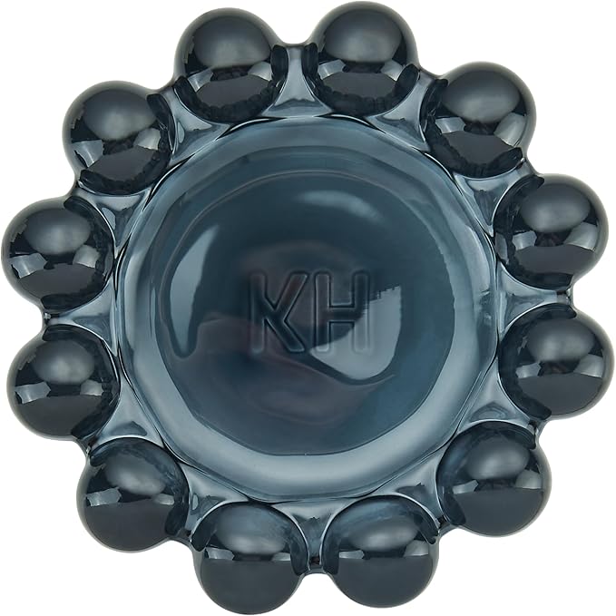 khtumeware Black Bubble Glass Candle Dish – Modern Clear Glass Candle Holder for Tealights & Diffusers, Decorative Tray for Home & Tabletop Decor（1 Pack）