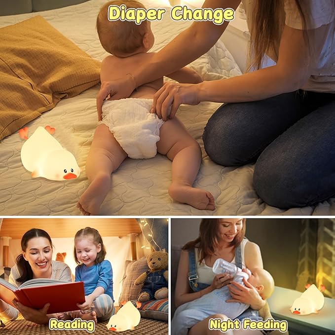 ZKLiLi Night Light for Kids Lamp, 16 Colors Lamp Cute, Dimmable Baby Night Lights for Nursery,Silicone Rechargeable Nightlight for Kids Room, Kawaii Room Decor (Duck)