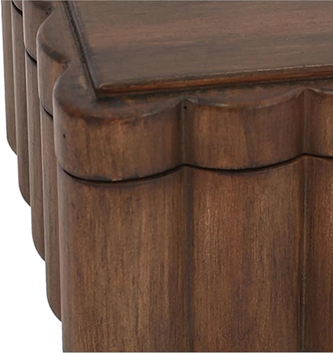 Scalloped Wooden Jewelry Storage Box – Multi-Functional Decorative Organizer for Elegance