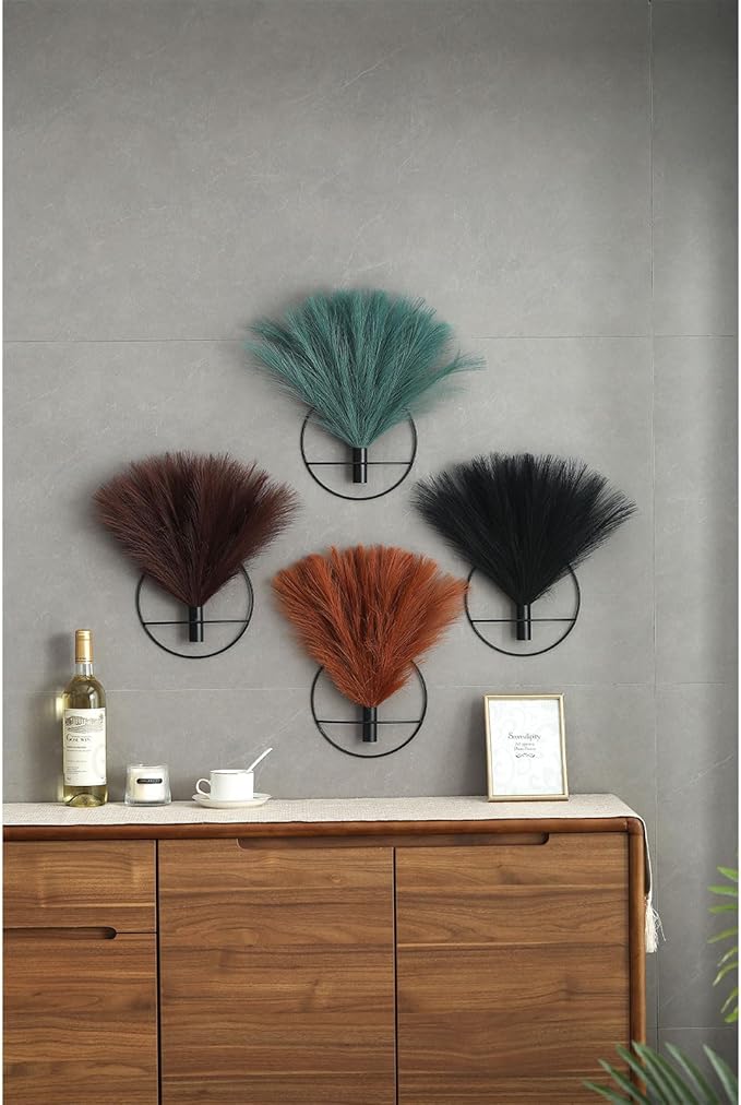 Pretty Jolly Boho Wall Decor, Wall-Mounted Metal Wall Decor, Hanging Artificial Pampas Display, Wall Art Living Room,Bedroom,Bathroom,Dining room, Plant Wall Decor 2 Pack, Gold