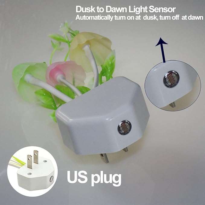 AUSAYE Color Change Led Night Light w/Smart Sensor, Plug-in Night Lights for Kids Adults Cute Mushroom Night Light Lamp Bedroom Home Decor Light Wall Lamps NightLight