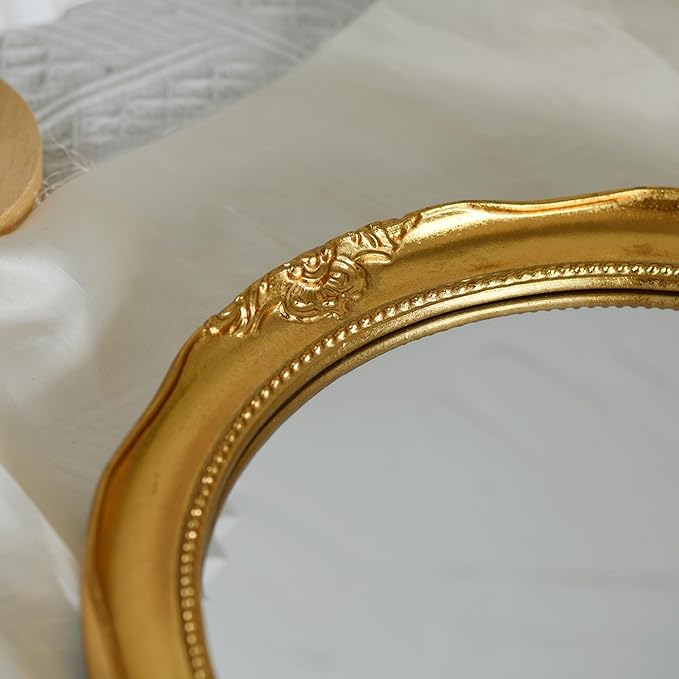 Funerom Vintage Decorative Wall Mirror Hanging Mirror Round (Gold, 12.2 inch)