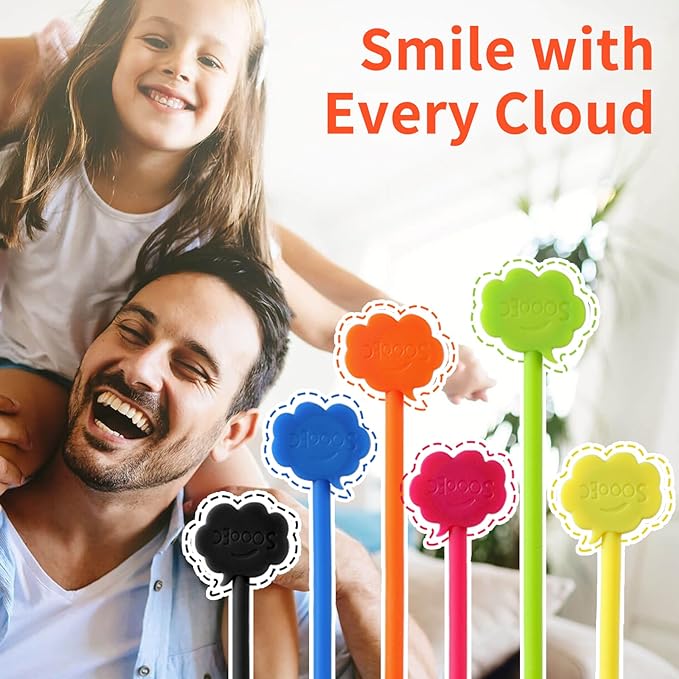 SOOOEC Magnetic Cable Ties, 24 Pack 7.2" Magnetic Cord Organizer Cute Cloud Design, Reusable Silicone Twist Ties with Strong Magnet for Bundling and Cable Management, Fridge Magnets, Assorted Colors.